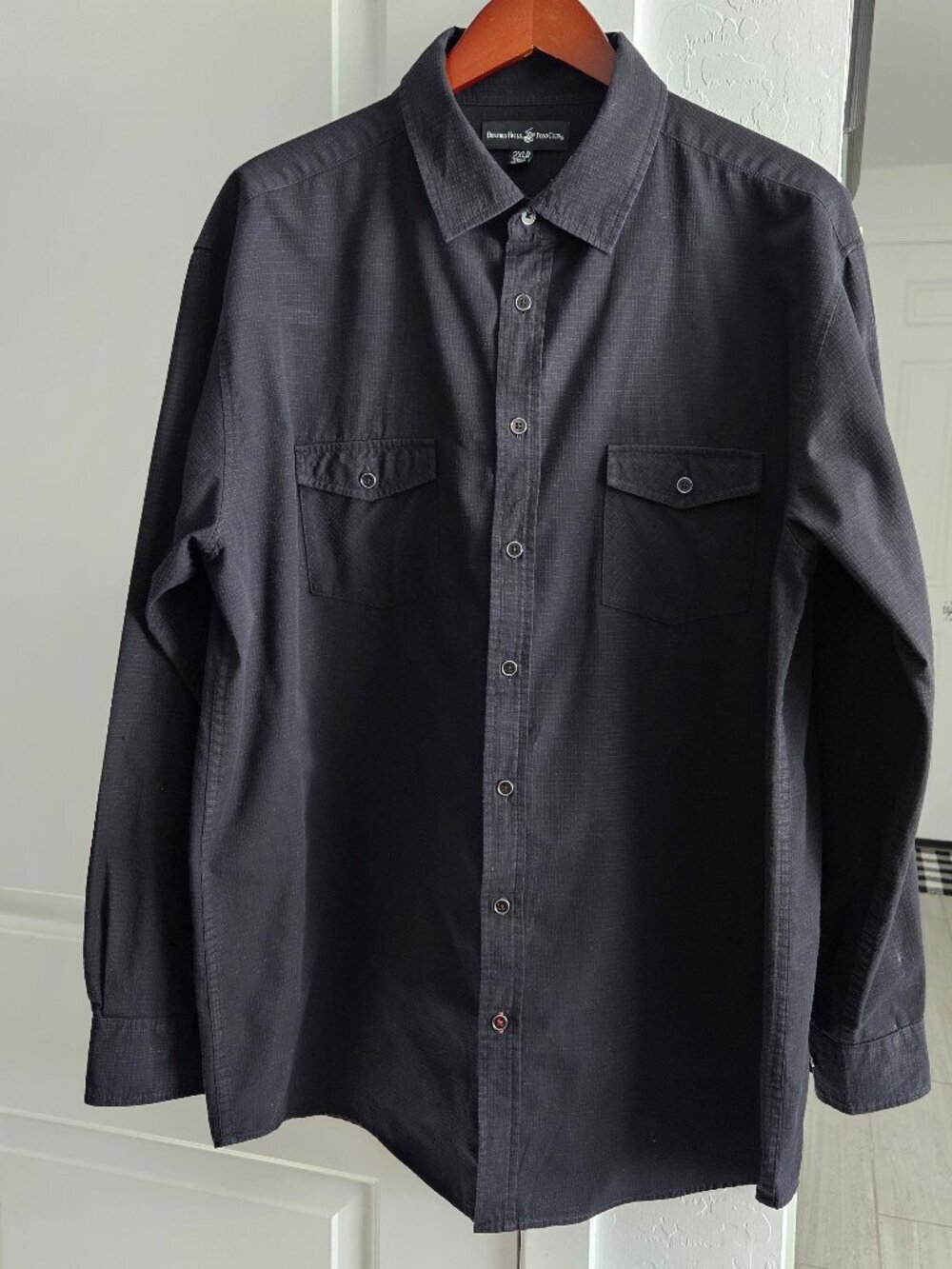 Beverly Hills Polo Club Black Long Sleeve Button Down Shirt 2XLB